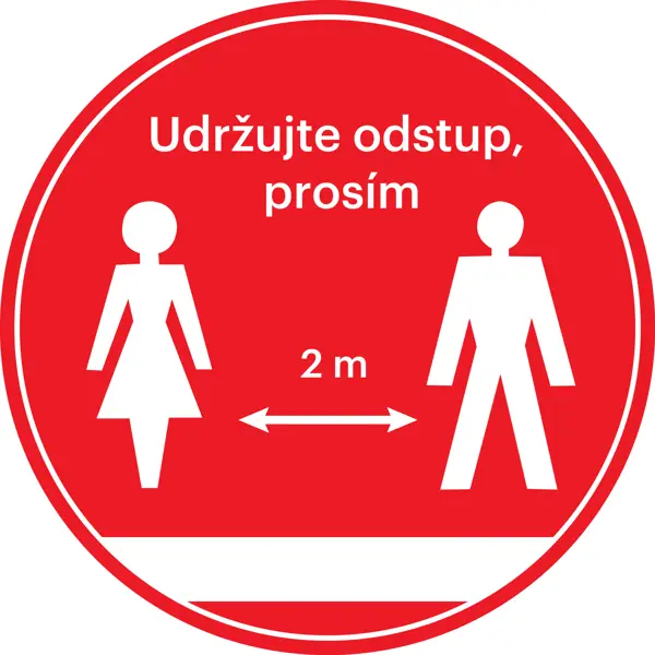 Samolepicí podlahové značení, Udržujte odstup – polykarbonát, pr. 600 mm