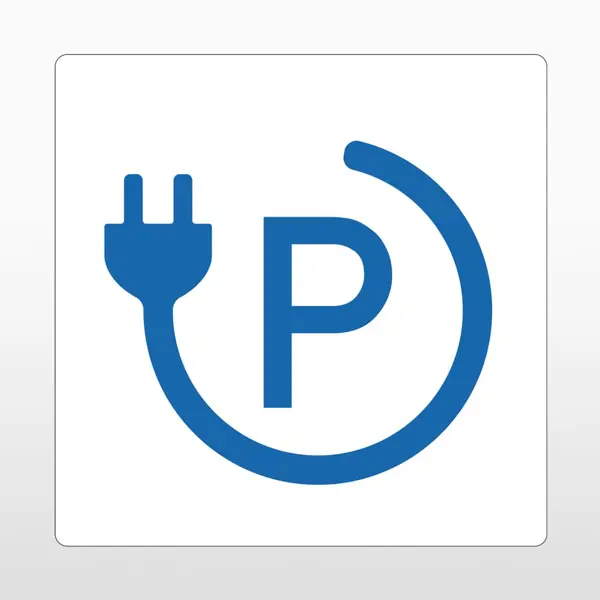 Samolepicí protiskluzové značení na vozovky, nabíjecí stanice 1 – PVC, bílá, 400×400 mm