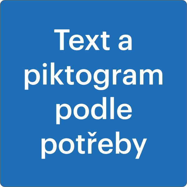 Samolepicí protiskluzové značení na vozovky, text a piktogram dle potřeby – PVC, modrá, 400×400 mm