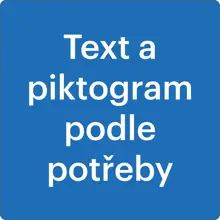 Samolepicí protiskluzové značení na vozovky, text a piktogram dle potřeby – PVC, modrá, 800×800 mm