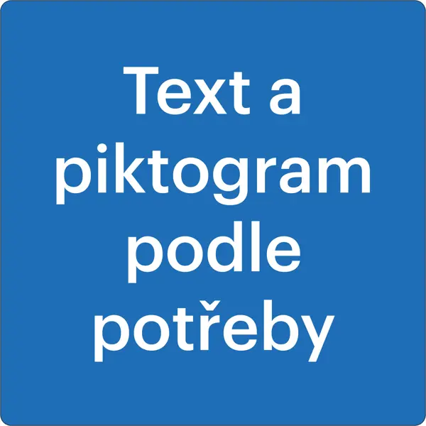 Samolepicí protiskluzové značení na vozovky, text a piktogram dle potřeby – PVC, modrá, 800×800 mm