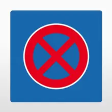 Samolepicí protiskluzové značení na vozovky, zákaz zastavení – PVC, modrá, 400×400 mm