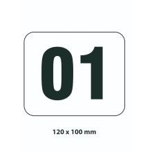 Samolepicí značení skladovacích míst – polykarbonát, černo-bílá, 120×100 mm