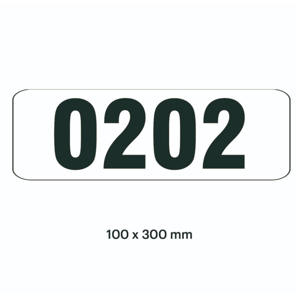 Samolepicí značení skladovacích míst – polykarbonát, černo-bílá, 300×100 mm