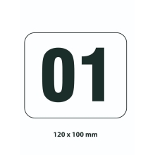 Samolepicí značení skladovacích míst – polykarbonát, černo‐bílá, 120×100 mm