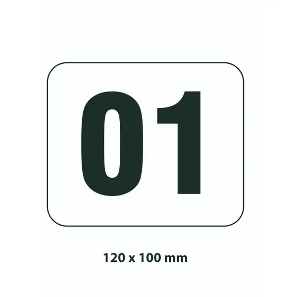 Samolepicí značení skladovacích míst – polykarbonát, černo‐bílá, 120×100 mm