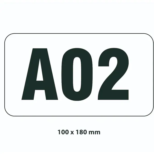 Samolepicí značení skladovacích míst – polykarbonát, černo‐bílá, 180×100 mm