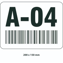 Samolepicí značení skladovacích míst – polykarbonát, černo‐bílá, 200×150 mm
