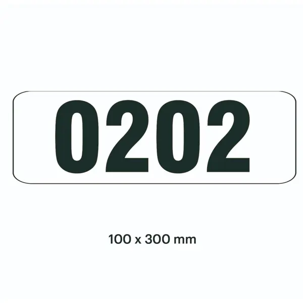 Samolepicí značení skladovacích míst – polykarbonát, černo‐bílá, 300×100 mm