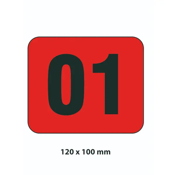 Samolepicí značení skladovacích míst – polykarbonát, červeno-bílá, 120×100 mm