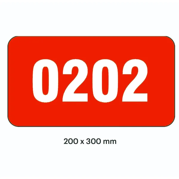 Samolepicí značení skladovacích míst – polykarbonát, červeno-bílá, 300×200 mm