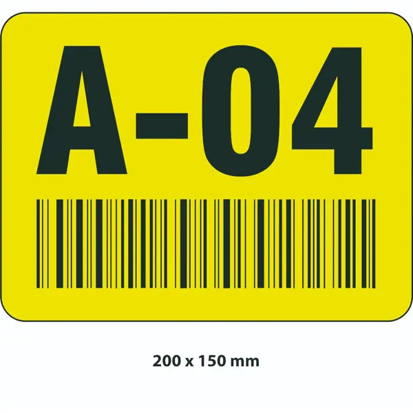 Samolepicí značení skladovacích míst – polykarbonát, žluto-černá, 200×150 mm