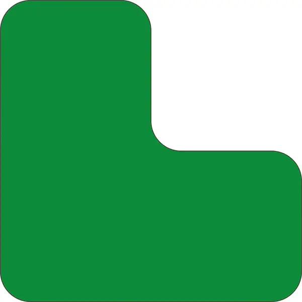 Samolepicí značení umístění palet WT-5110, tvar ''L'' – PVC, zelená, 100×100×50 mm, balení 25 ks
