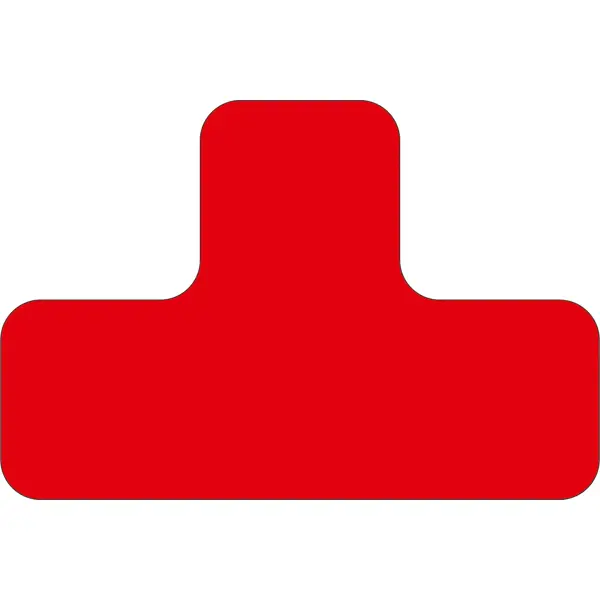 Samolepicí značení umístění palet WT-7110, tvar ''T'' – polykarbonát, červená, 100×150×50 mm, balení 25 ks