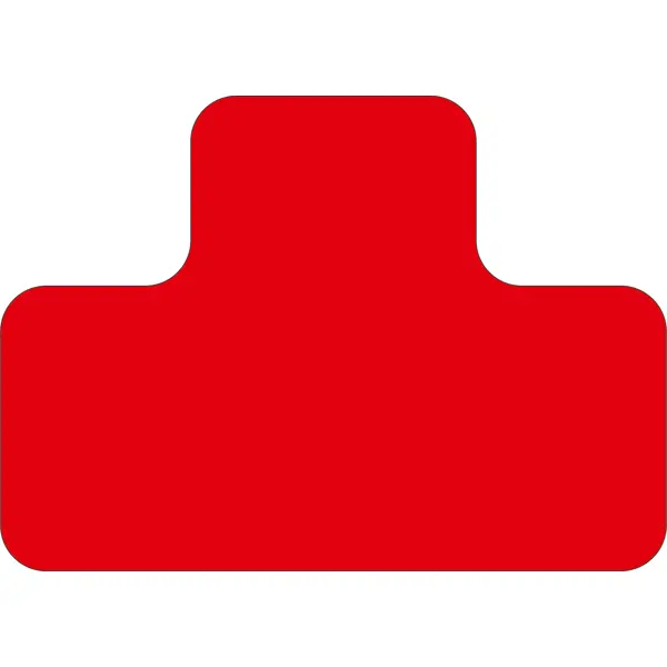 Samolepicí značení umístění palet WT-7110, tvar ''T'' – polykarbonát, červená, 125×175×75 mm, balení 25 ks