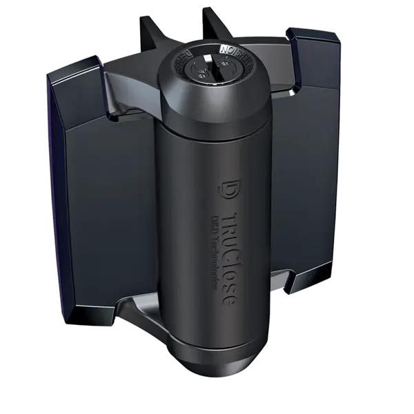 Samouzavírací závěsy pro brány s bočními upevňovacími rameny – černá, kov, 19 mm / 30 kg, pár