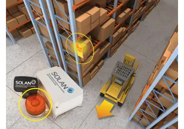 Signalizační systém pro zabezpečení průjezdů VZV ve skladech a výrobě