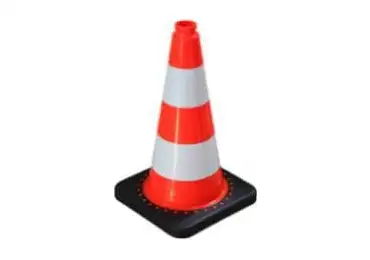 Silniční dopravní kužel – PVC, v. 500 mm, 2× reflexní pruh třídy 2, oranžová