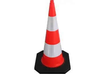 Silniční dopravní kužel – PVC, v. 900 mm, 2× reflexní pruh třídy 2, oranžová