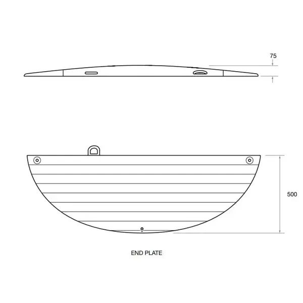 Silniční přejezdové desky 15/5 pro výkop šířky do 700 mm, koncový díl – SMC, nosnost 44t, 1500×500 mm