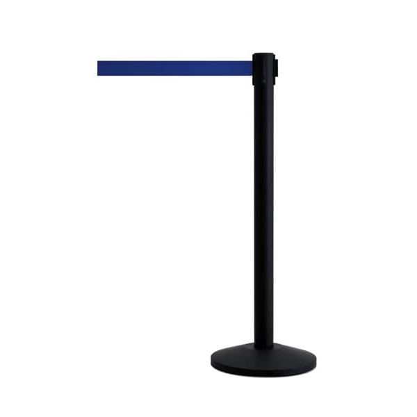 Sloupek QueueWay, černá – pár, samonavíjecí pásmo 2,3 m, modrá