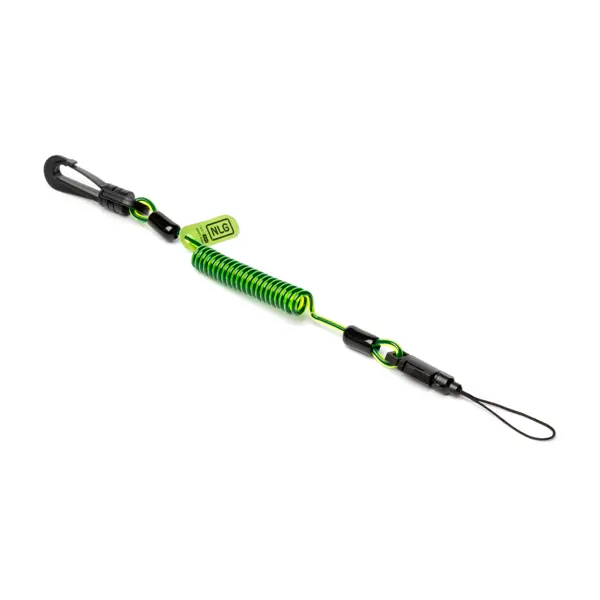 Spirálová upevňovací šňůra NLG Lanyard, malá – plast, zelená