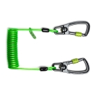 Spirálová upevňovací šňůra NLG Lanyard se dvěma karabinami – kov, zelená