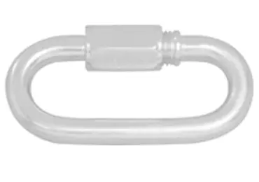 Spojovací článek plastových řetězů, typ karabina o tloušťce 6 mm