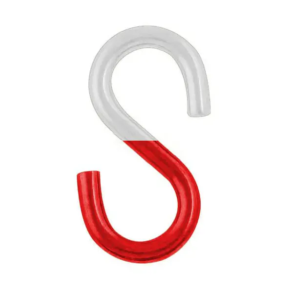 Spojovací článek plastových řetězů, typ S – červeno-bílá, balení 4 ks