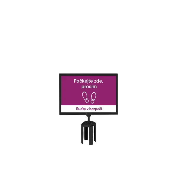 Tensabarrier držák pro značení na sloupek, leštěný chrom – formát A3, horizontální