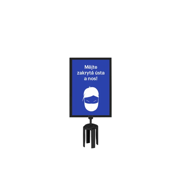 Tensabarrier držák pro značení na sloupek, leštěný chrom – formát A3, vertikální