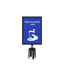 Tensabarrier držák pro značení na sloupek, leštěný chrom – formát A4, vertikální