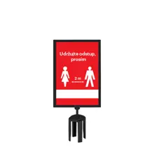 Tensabarrier držák pro značení na sloupek, satinovaný chrom – formát A3, vertikální