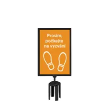 Tensabarrier držák pro značení na sloupek, satinovaný chrom – formát A4, vertikální