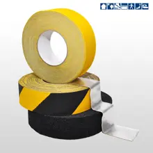 Tvarovatelná protiskluzová páska WT-5414 – minerální granulát v syntetické pryskyřici, žluto-černá, 50 mm × 6 m