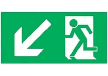 Únikové značení (luminiscenční) – úniková cesta dolů vlevo
