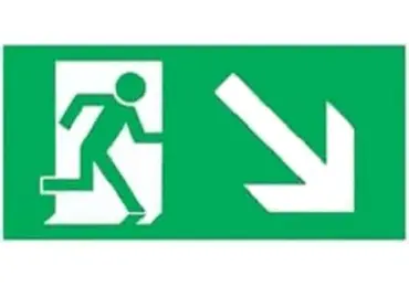 Únikové značení (luminiscenční) – úniková cesta dolů vpravo