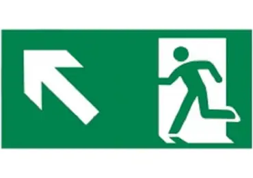 Únikové značení (luminiscenční) – úniková cesta nahoru vlevo