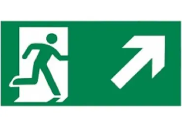 Únikové značení (luminiscenční) – úniková cesta nahoru vpravo