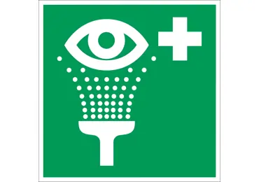 Únikové značení (luminiscenční) – zařízení pro mytí očí.