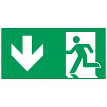Únikové značení, úniková cesta dolů – luminiscenční hliníkový kompozit, 400×200 mm