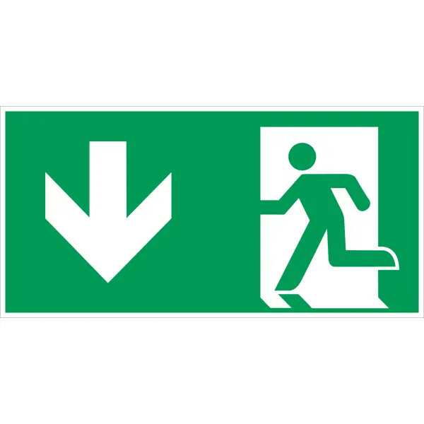 Únikové značení, úniková cesta dolů – plast, 300×150 mm