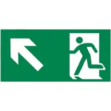 Únikové značení, úniková cesta nahoru vlevo – luminiscenční plast, 400×200 mm