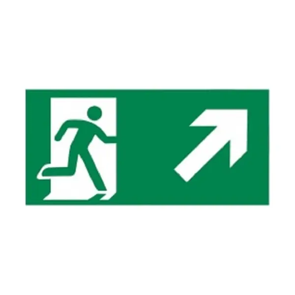 Únikové značení, úniková cesta nahoru vpravo – luminiscenční fólie, 400×200 mm