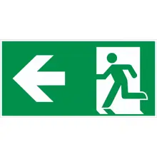 Únikové značení, úniková cesta vlevo – luminiscenční hliníkový kompozit, 400×200 mm