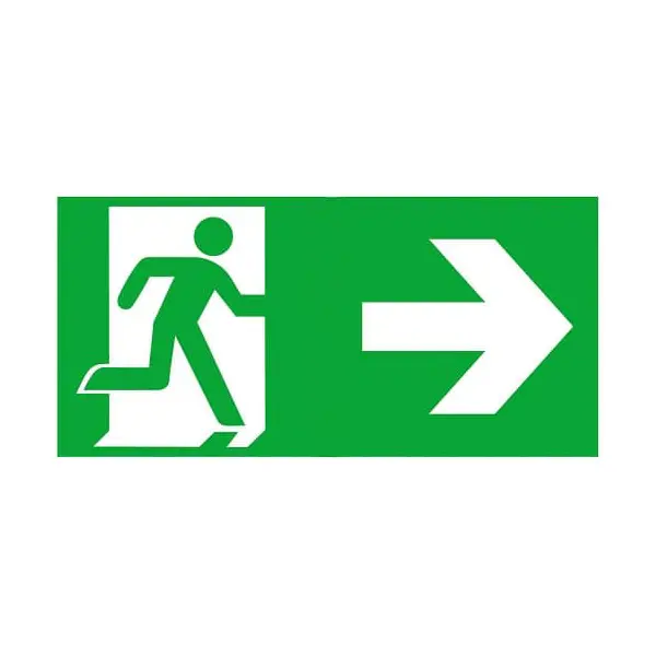 Únikové značení, úniková cesta vpravo – luminiscenční fólie, 300×150 mm
