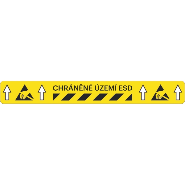 Univerzální podlahové značení s potiskem WT-5125, ''Chráněné území ESD'' – PVC, 5 m × 50 mm