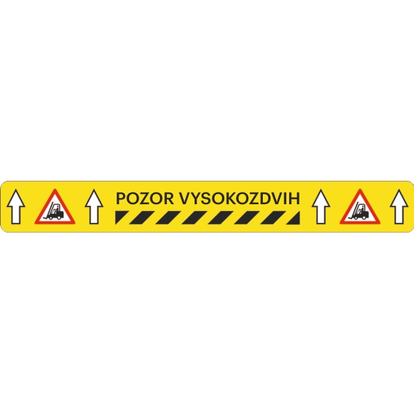 Univerzální podlahové značení s potiskem WT-5125, ''Pozor vysokozdvih'' – PVC, 600×50 mm