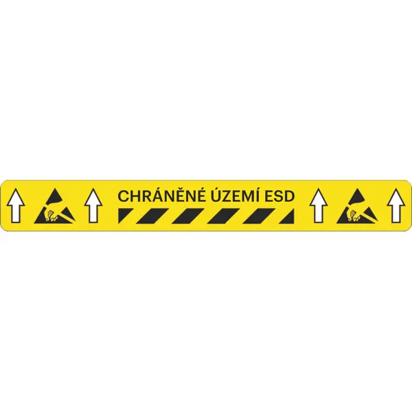 Univerzální podlahové značení s potiskem WT-5229, ''Chráněné území ESD'' – polyester, 600×50 mm