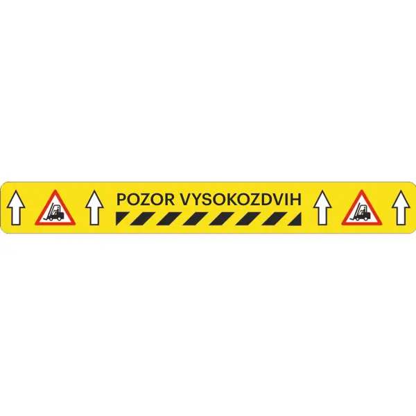 Univerzální podlahové značení s potiskem WT-5429, ''Pozor vysokozdvih'' – protiskluzová fólie, 600×75 mm
